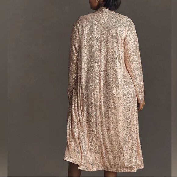 Anthropologie x Mare Mare Rose Gold Sequin Open Duster Sz XS NWT - Picture 3 of 16